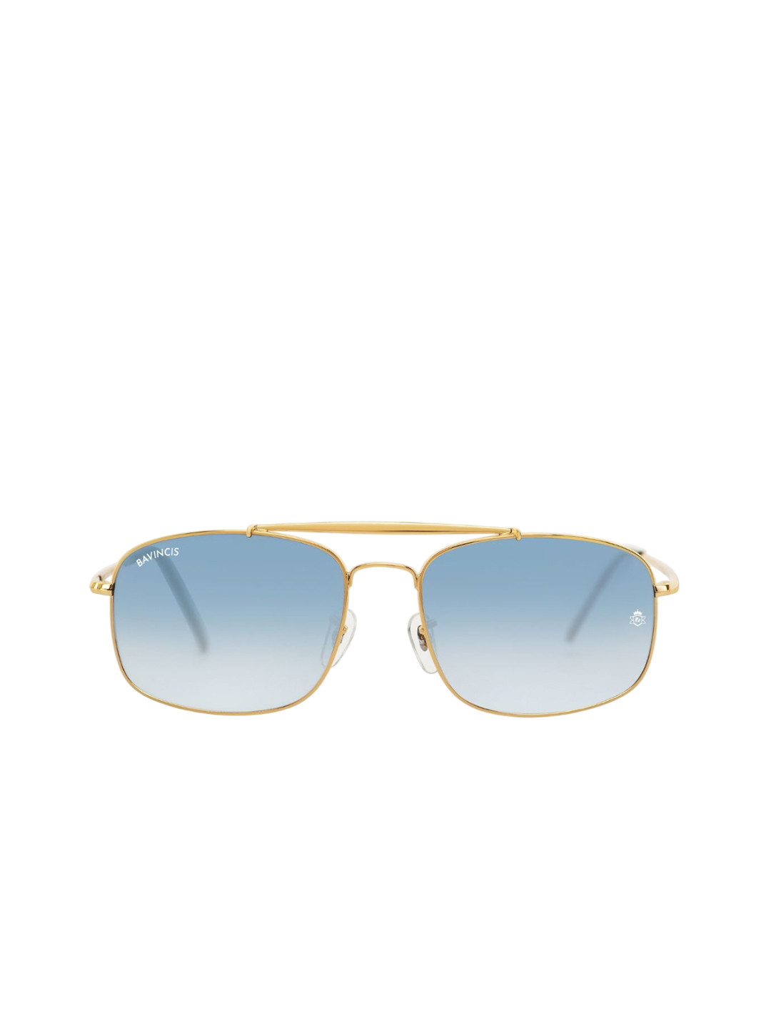 BAVINCIS Unisex Square Sunglasses with UV Protected Lens GM-3560-GOLD-BLUE-CLASSIC