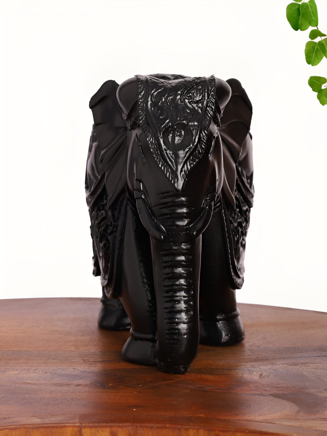 INTERNATIONAL GIFT Elephant Black Polyresin Natural Living Room Hand-Crafted Small Showpiece - 6 Inches