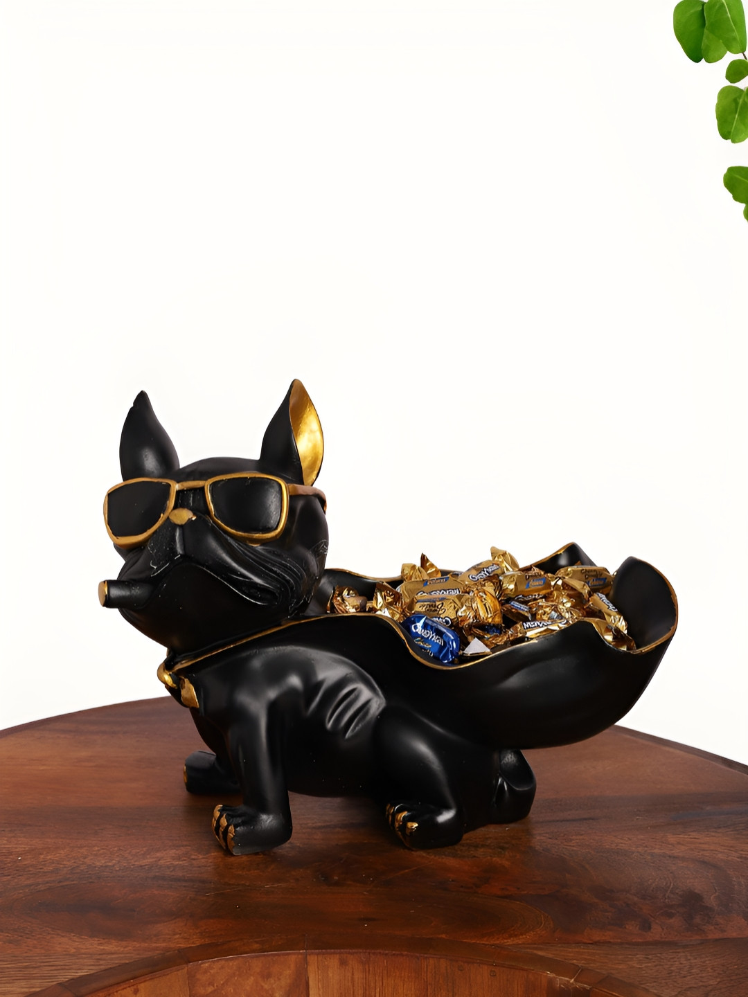 INTERNATIONAL GIFT Superhero Bulldog Gold Polyresin Glossy Living Room Small Showpiece - 7 Inches