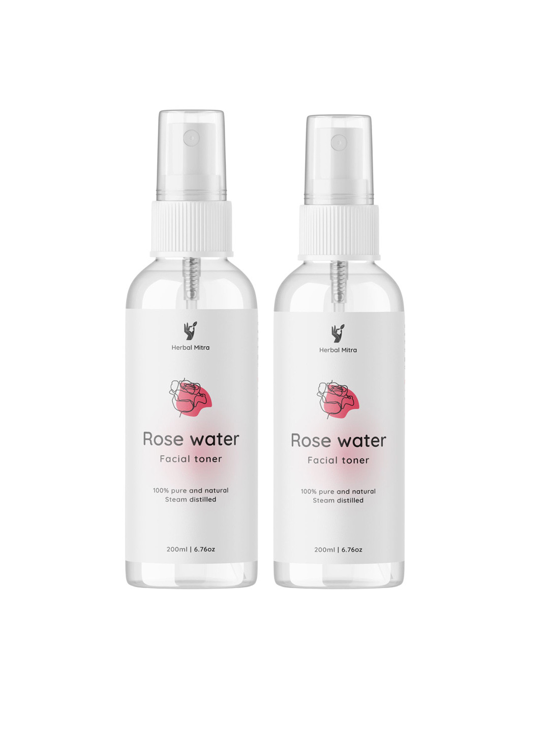 Herbal Mitra Set Of 2 Rose Water Toner Mist - 200 ml Each