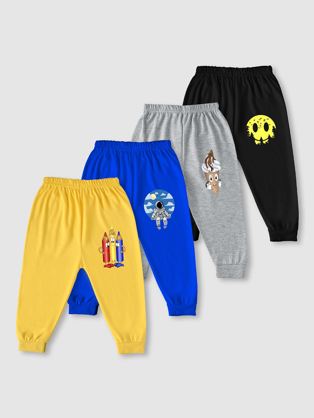 Lavi-Tavi Kids Pack Of 4 Printed Cotton Joggers