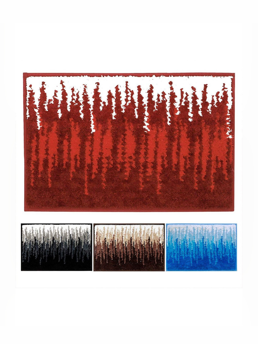 HOKIPO Red & White Patterned Microfibre 2800 GSM Bath Rugs