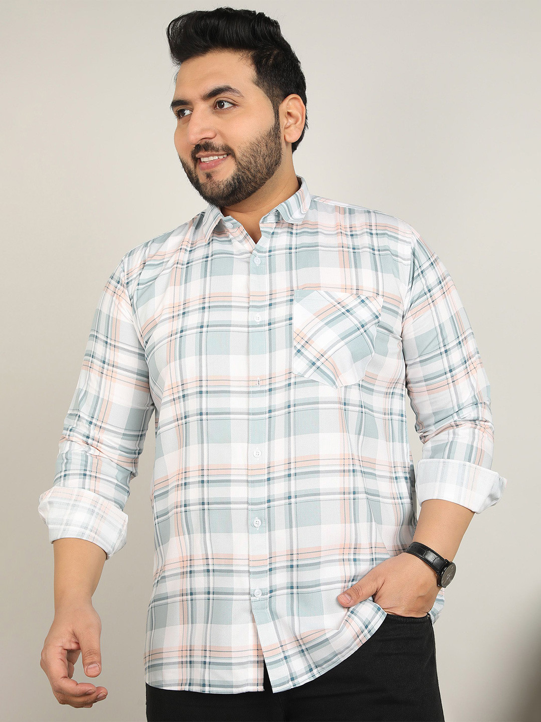 ADWYN PETER Men Classic Tartan Checks Opaque Checked Casual Shirt