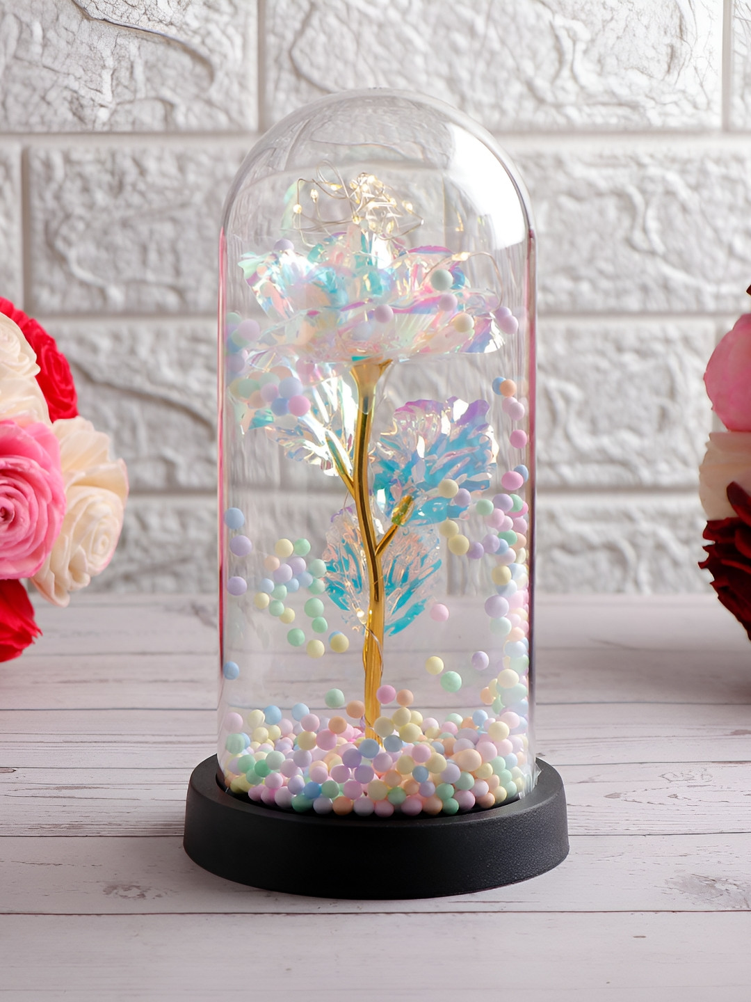 Archies Romantic Jar Of Love White Glass Glossy Bedroom Small Showpiece - 8.3 Inches