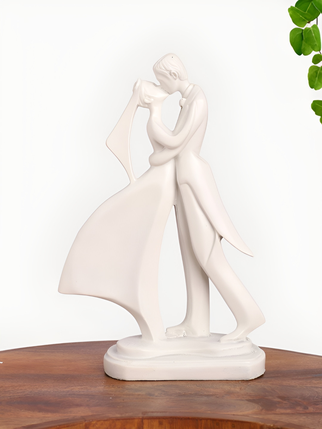 INTERNATIONAL GIFT Romantic Kissing Couple White Polyresin Matte Living Room Medium Showpiece - 11.5 Inches