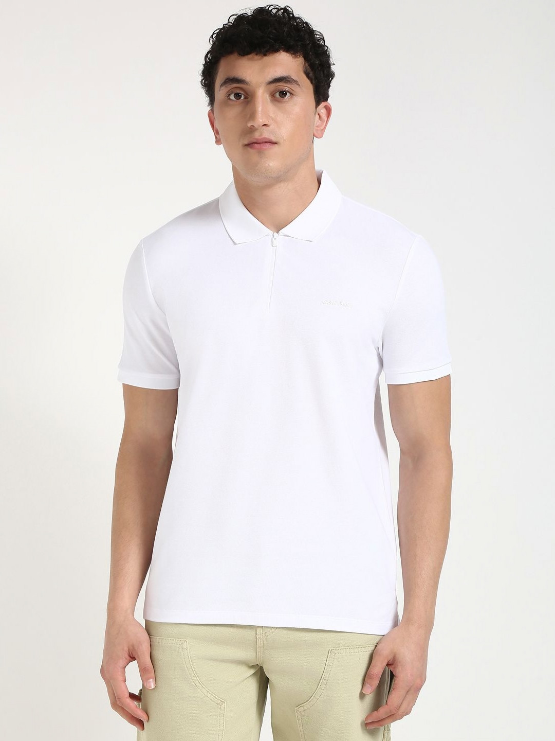 Calvin Klein Jeans Men Solid Half Sleeves Regular Fit Cotton Polo T-Shirt