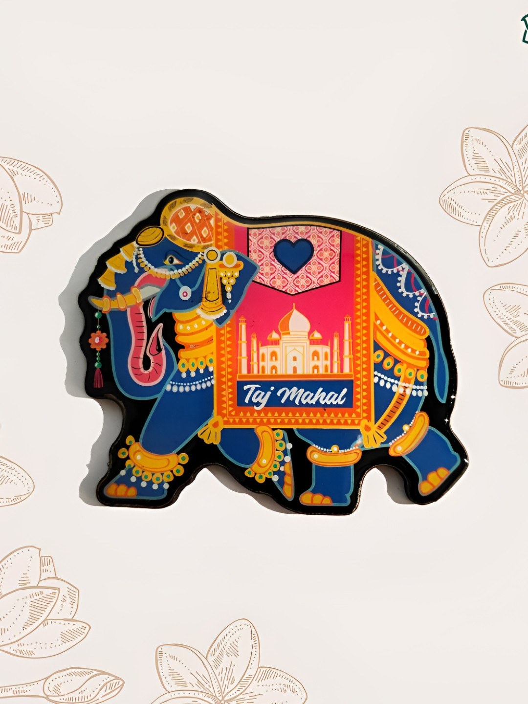 MAATIR DESIGNS Blue & Yellow Printed Elephant Shade Magnet