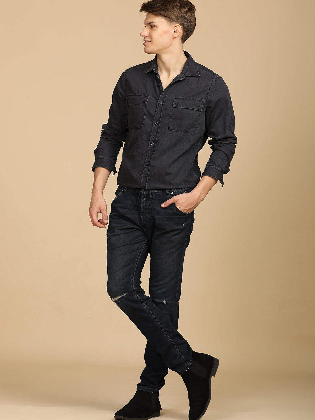 POE Men Layla - Cotton Twill Shirt - Black