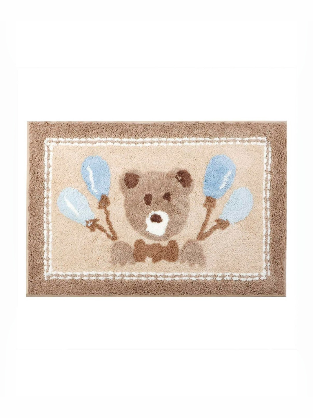 HOKIPO Blue & Brown Patterned Microfibre 1800 GSM Bath Rugs