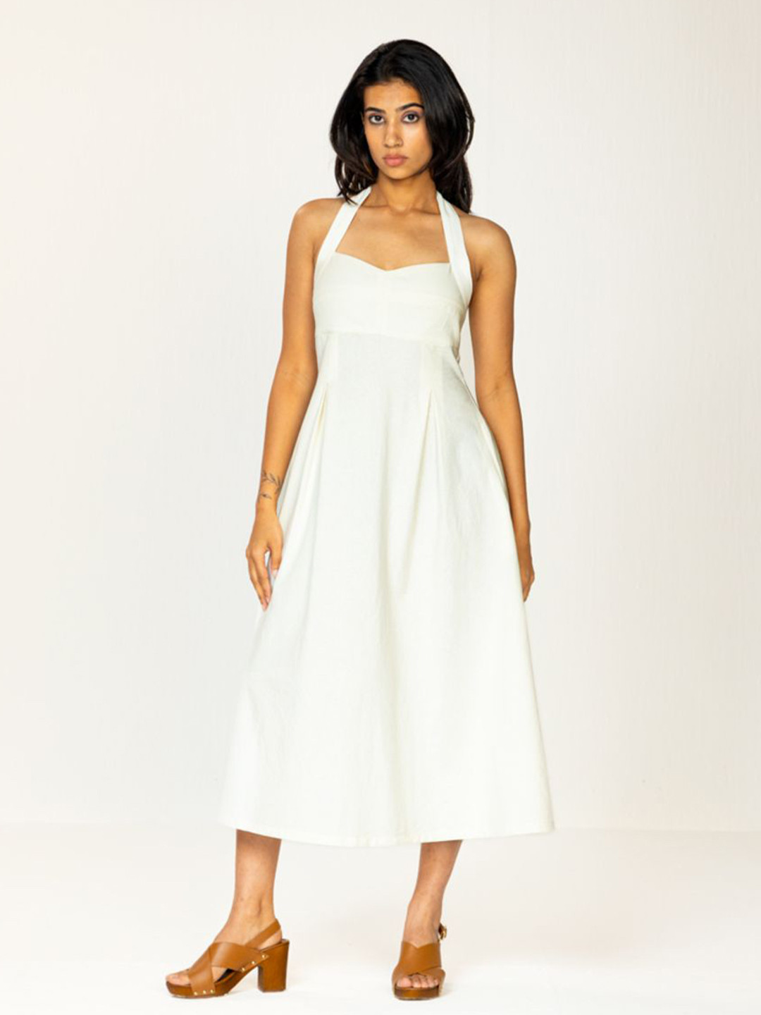 Past Modern Linen A-Line Midi Dress