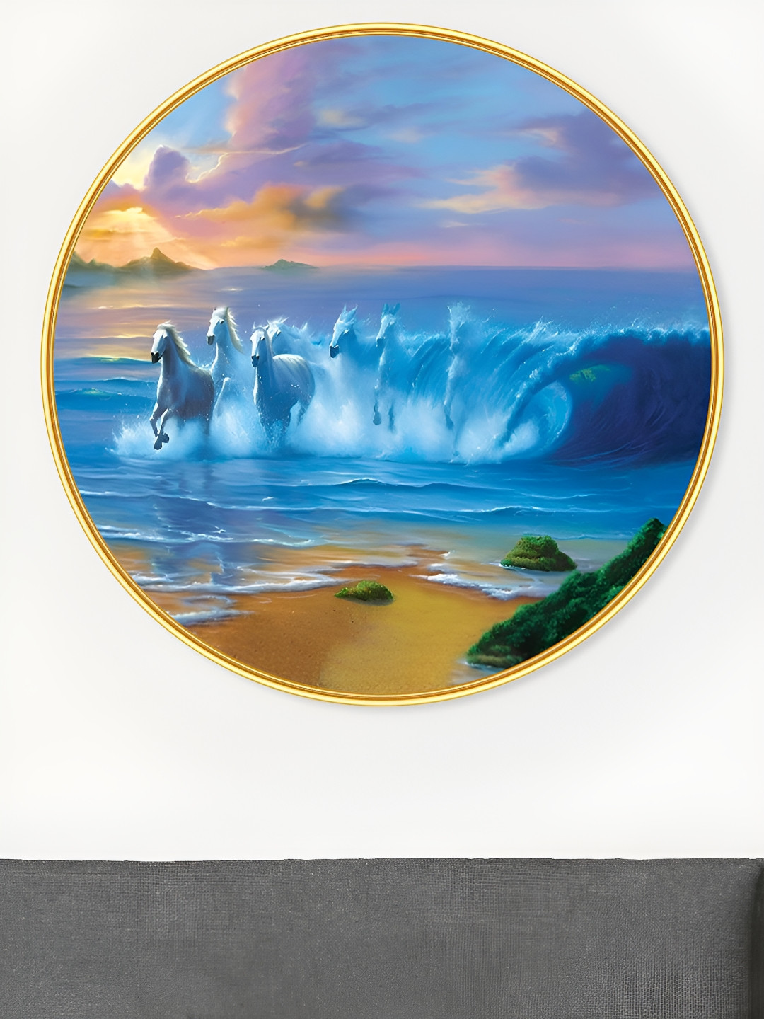 SAF Blue & Brown Birds and Animals Synthetic Wood Wall Paintings