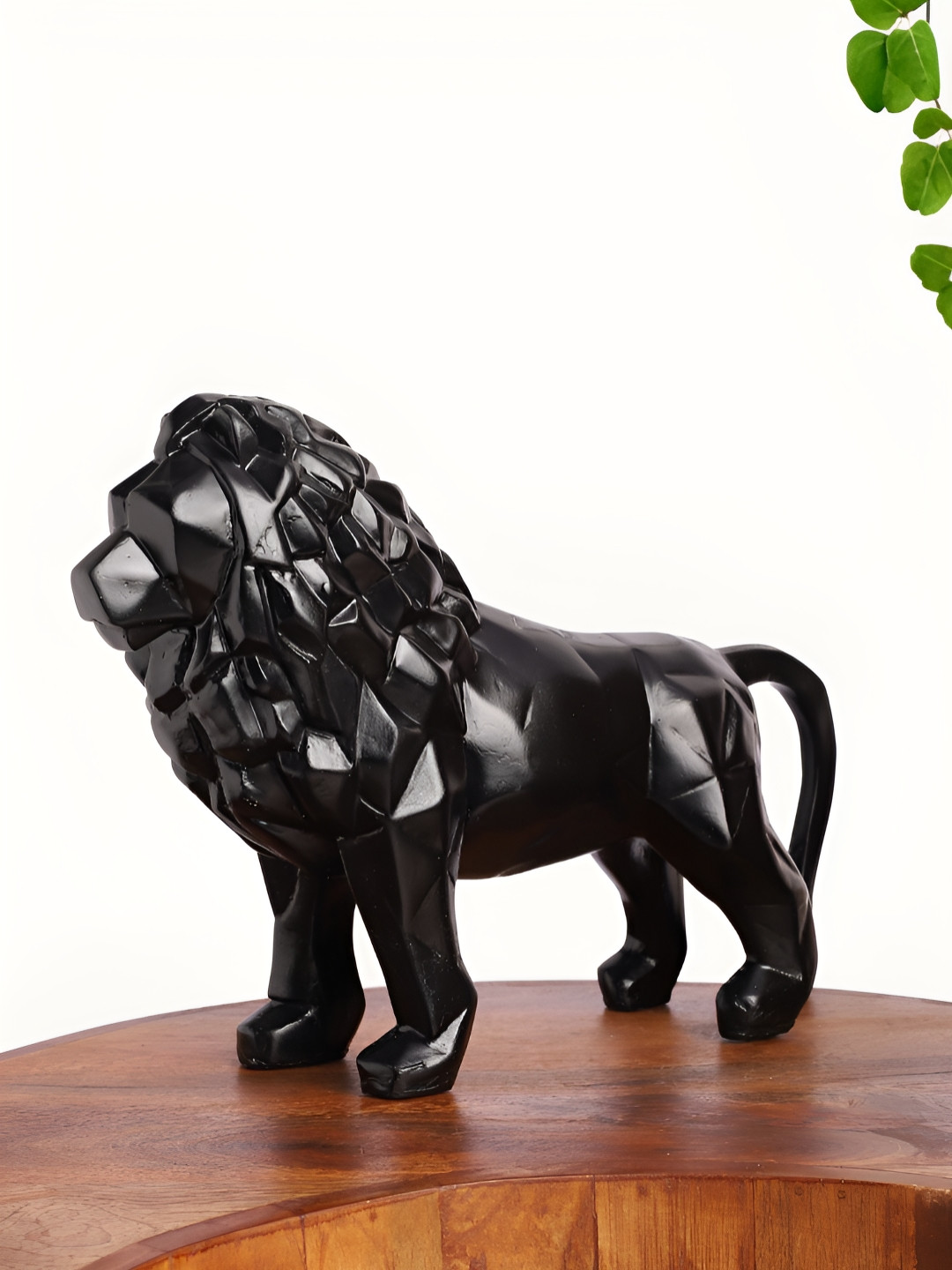 INTERNATIONAL GIFT Lion Black Polyresin Matte Living Room Medium Showpiece - 9 Inches