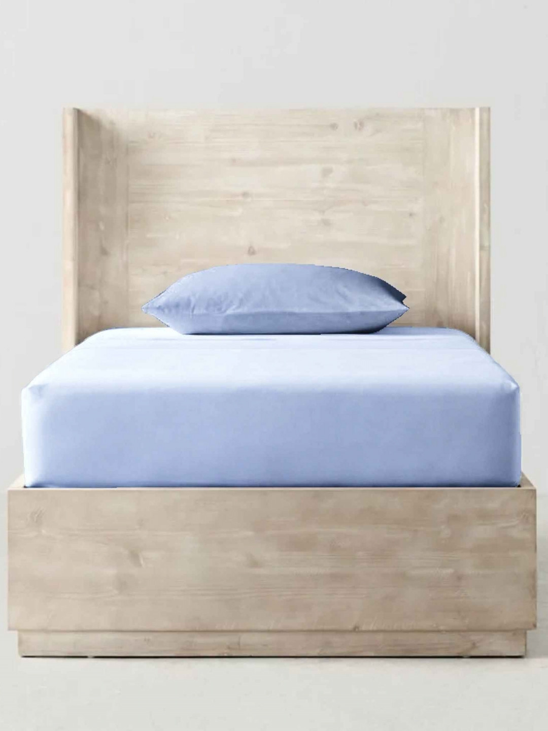 THE BABY ATELIER Blue Cotton 300 TC Fitted Queen Fine Bedsheet with a Pillow Cover-60 x 80 inches