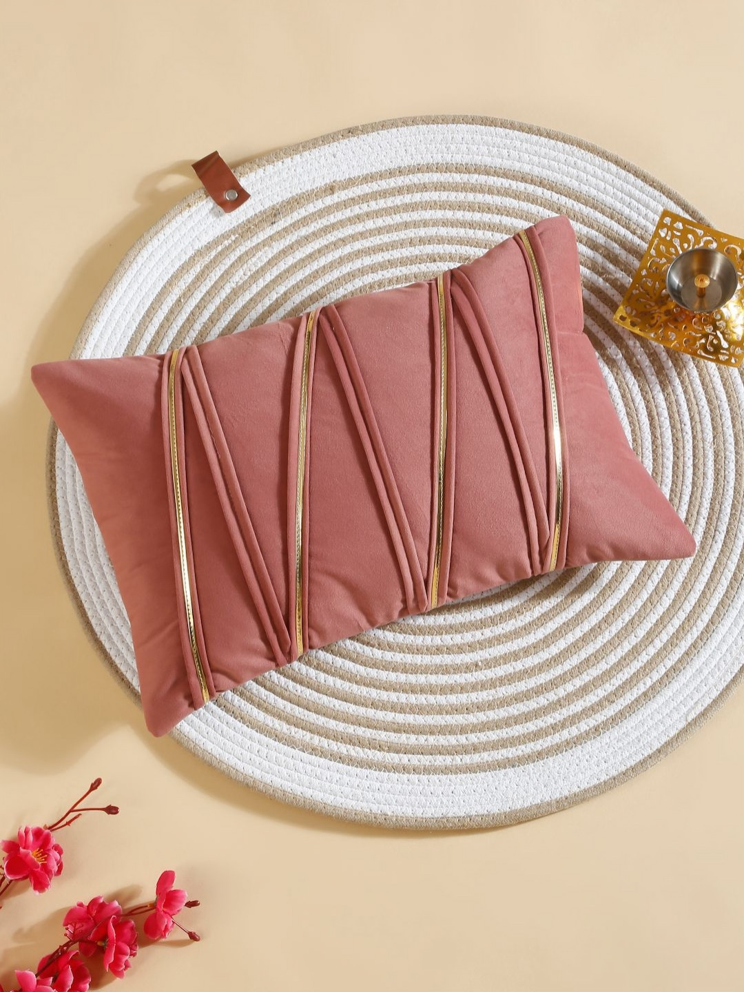 HOSTA HOMES Patch Stripe Striped Velvet Washable Patchwork Cushion Cover -12x18In