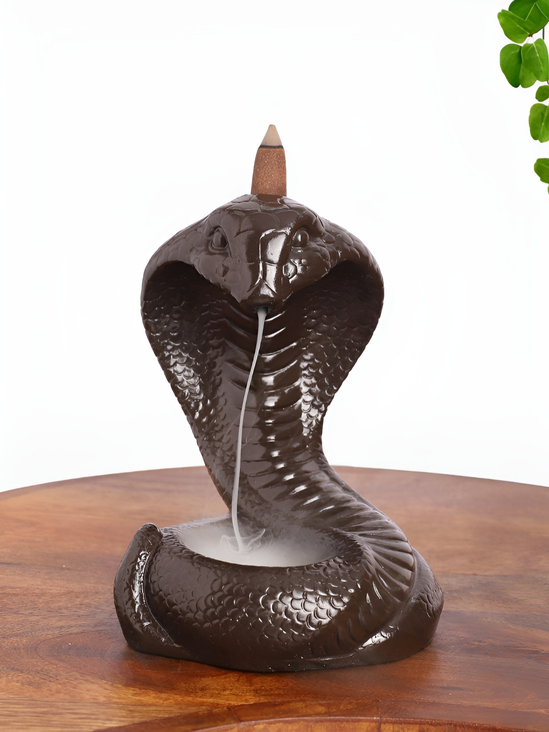 INTERNATIONAL GIFT Cobra Backflow Smoke Fountain Brown Polyresin Matte Prayer Room Fountain Small Showpiece - 6 Inches