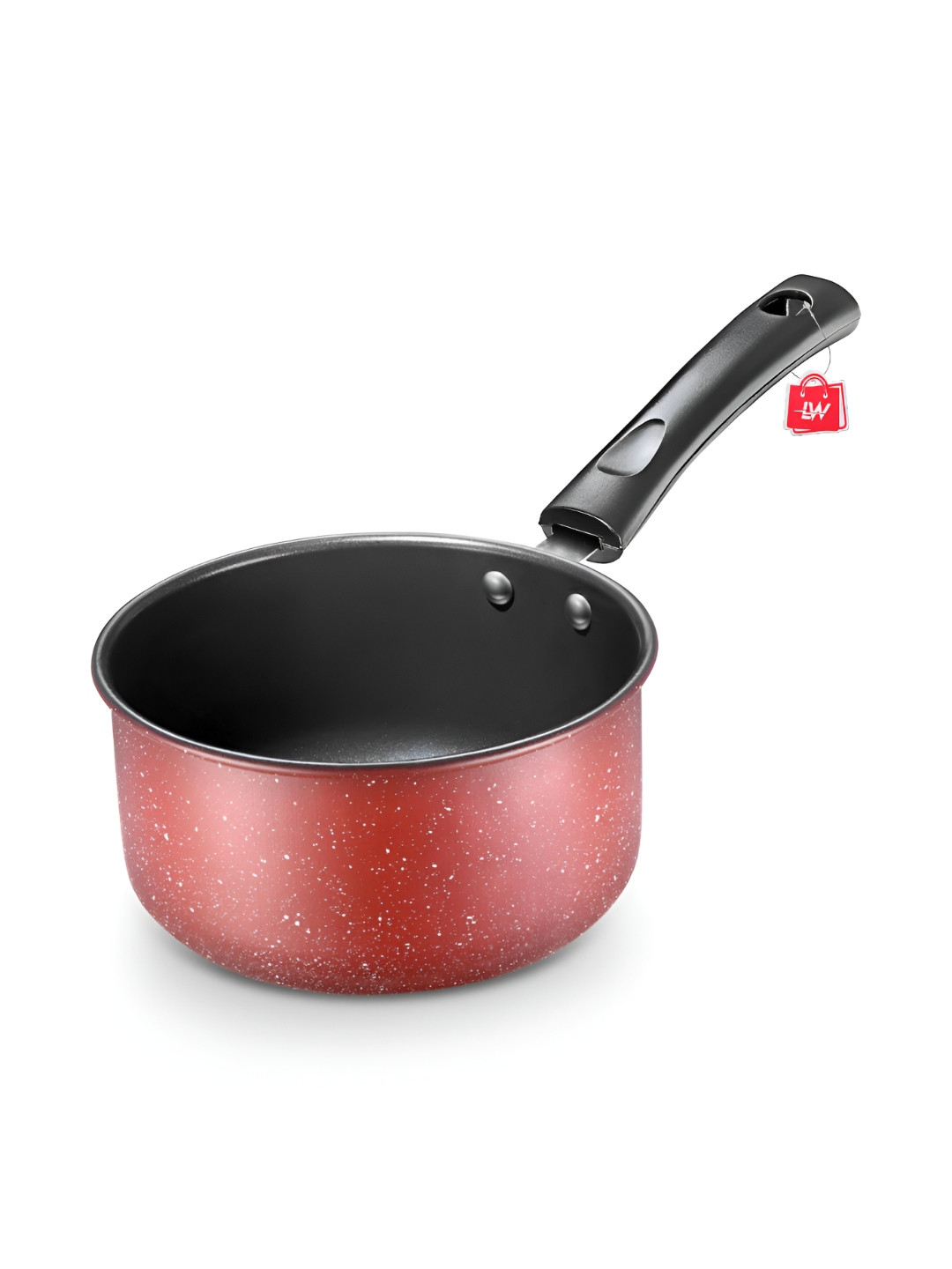 LAZYwindow Maroon & Black Premium Quality Nonstick Dishwasher safe Sauce Pan-16 cm