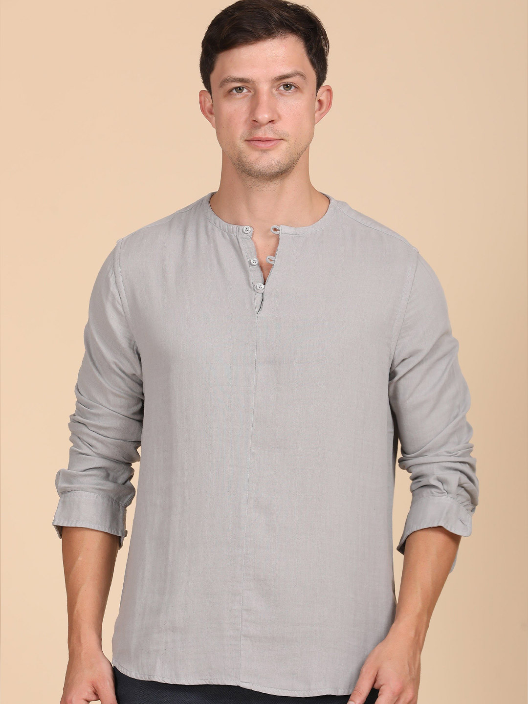 POE Men Dreamer - Cotton Solid Shirt - Grey