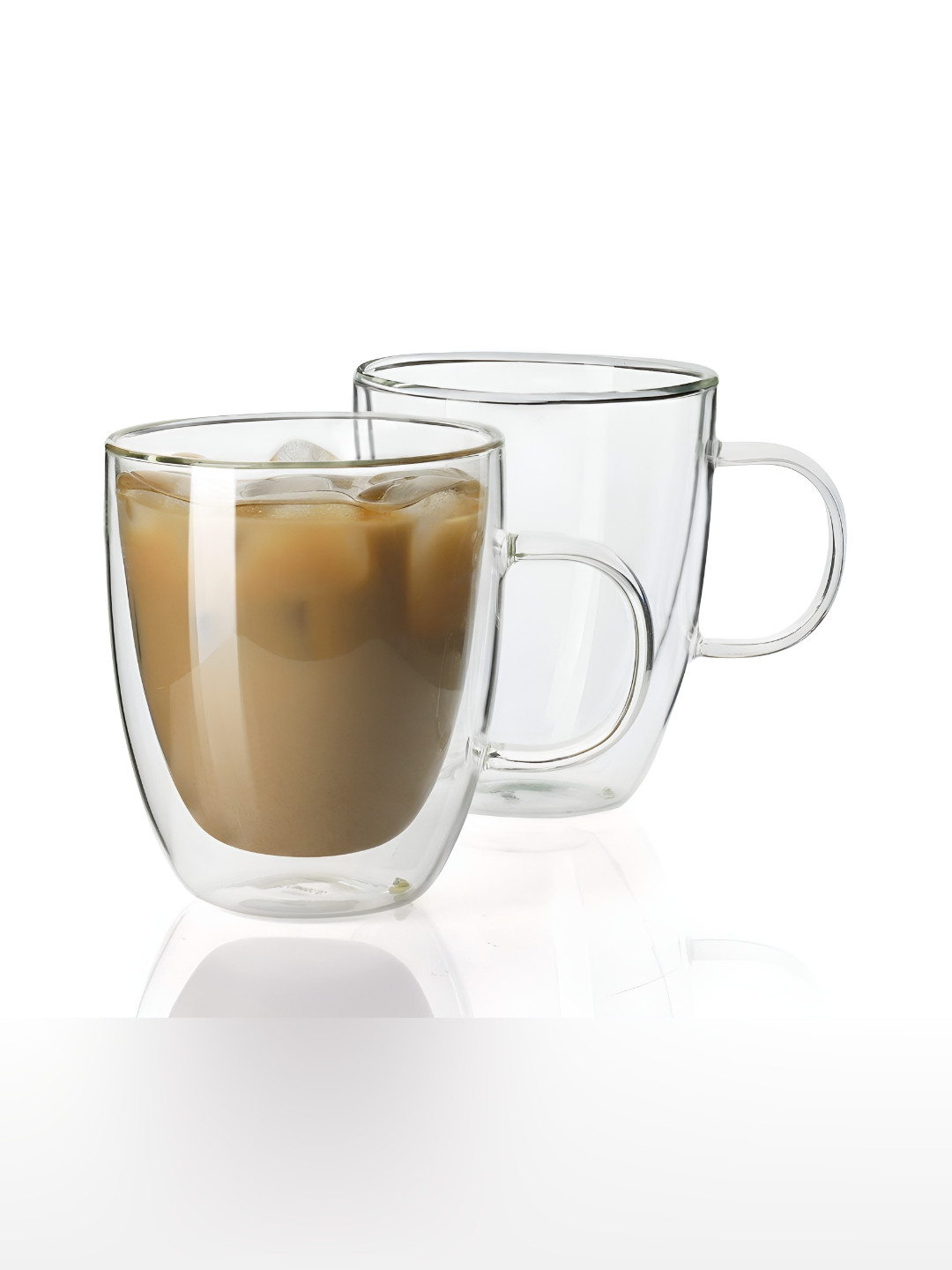We3 Love Transparent Glass Microwave Safe 2 Piece Mugs-350ml