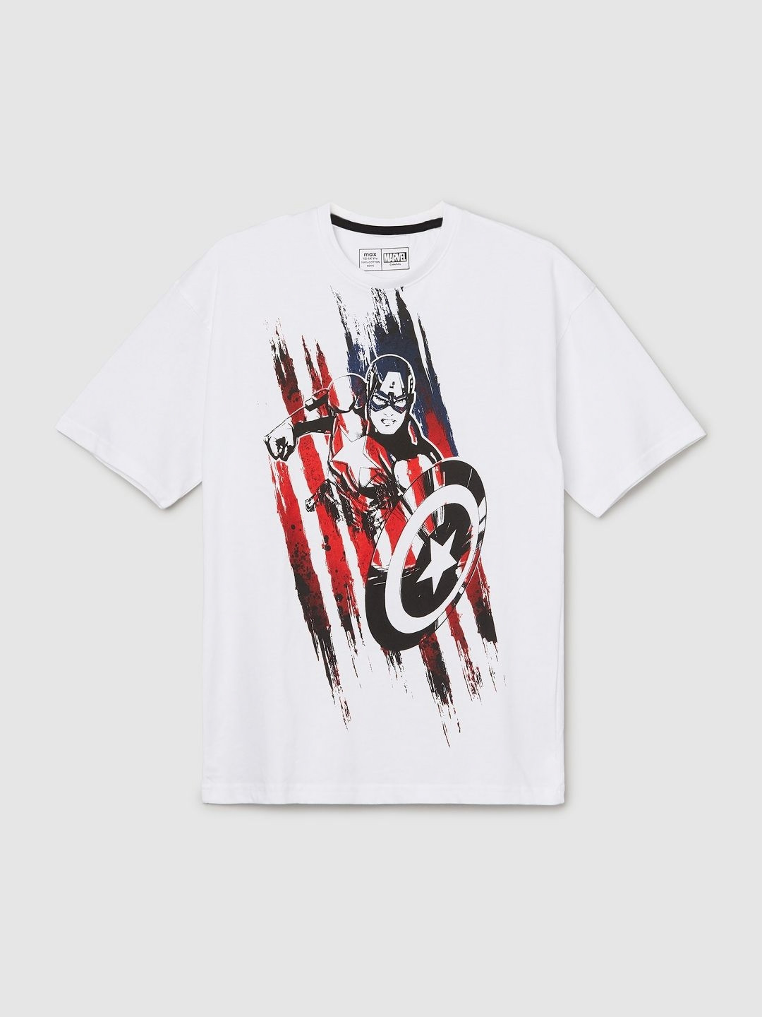 max Boys Captain America Graphic Printed Round Neck Cotton T-shirt