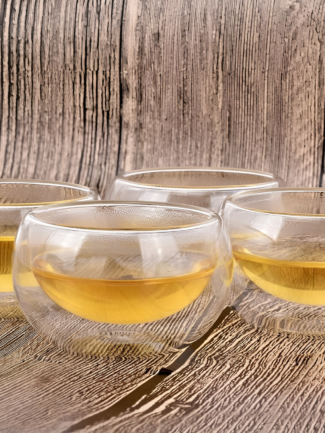 We3 Transparent Glass Handmade 4 Piece Cups-80ml