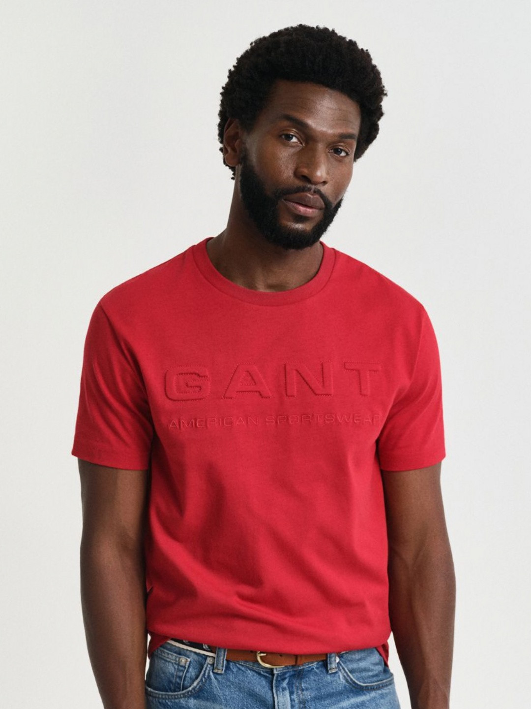 GANT Men Embossed Round Neck Cotton T-shirt