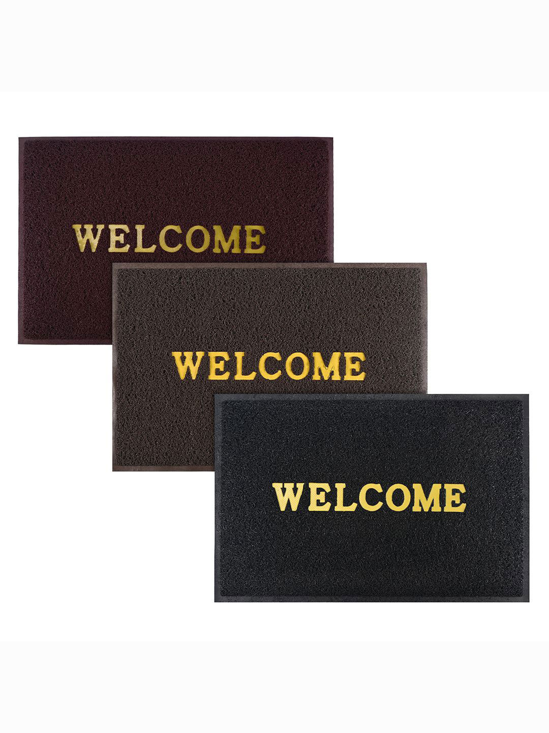 Kuber Industries  Maroon & Brown 3 Pieces Printed Anti-Skid Doormats