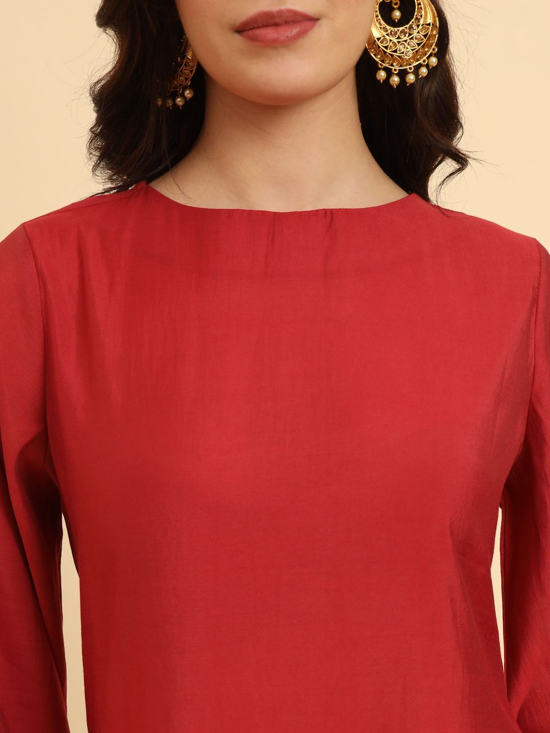 Yufta Scalloped Sequinned Round Neck Straight Kurta With Palazzo And Dupatta