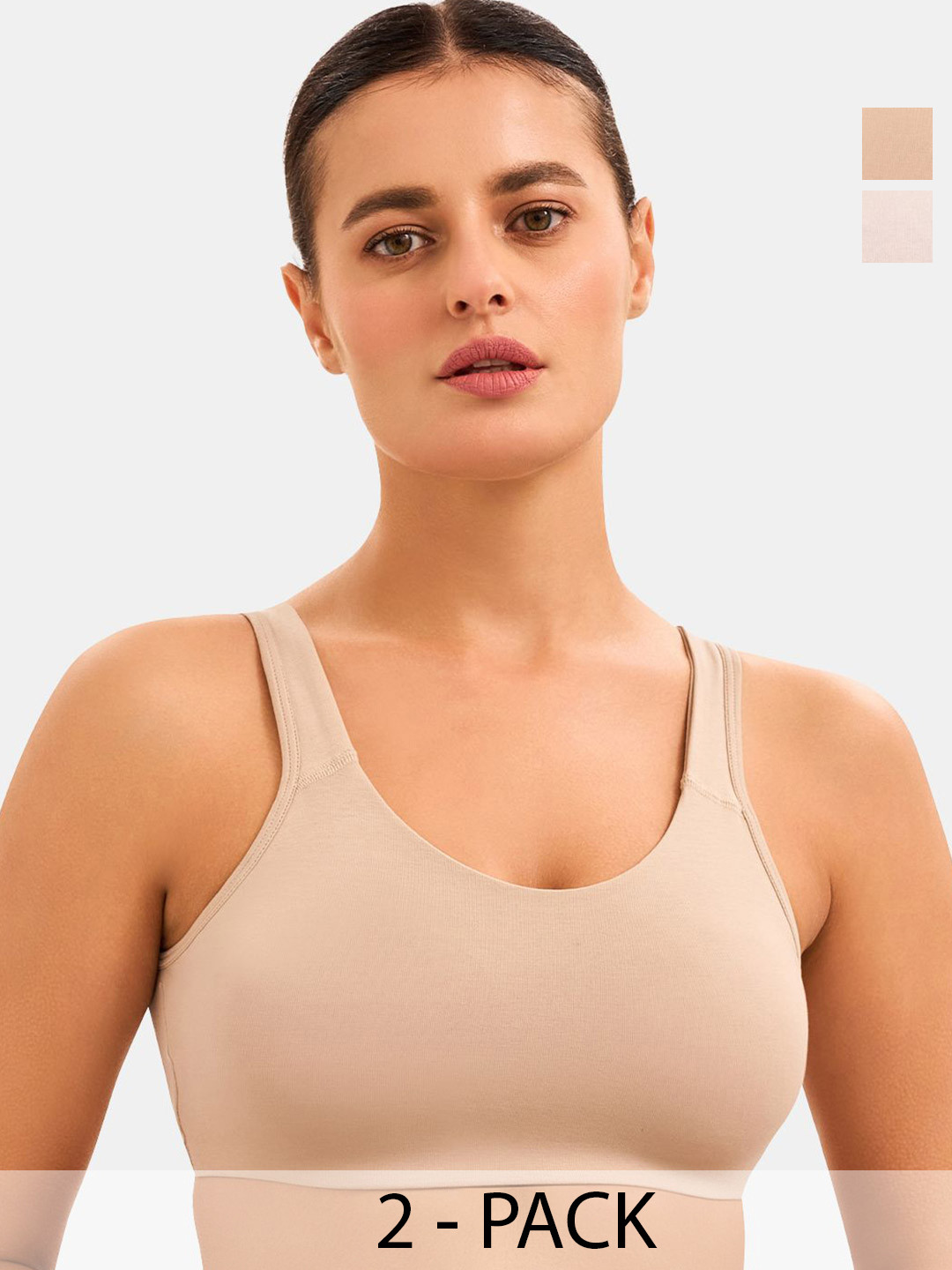 SKDREAMS Cotton Lycra Everyday Wireless Non Padded Seamless Pack of 2 Sports Bra for Women