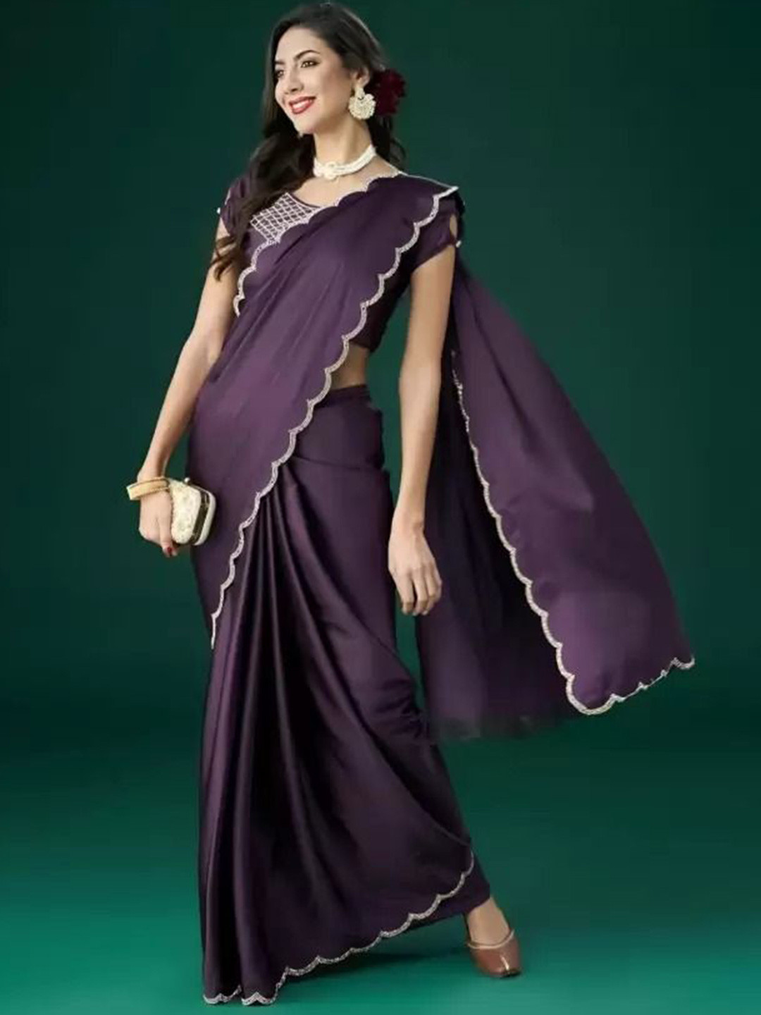 Florence Beads and Stones Embellished Pure Georgette Saree