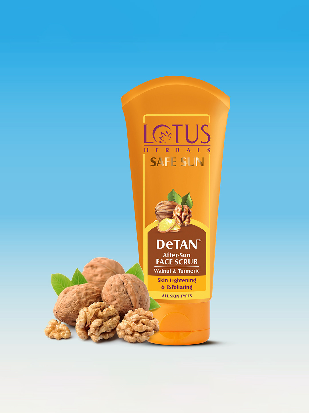 Lotus Herbals Safe Sun DeTAN After-Sun Face Scrub - Exfoliates & Removes Tan - 100g