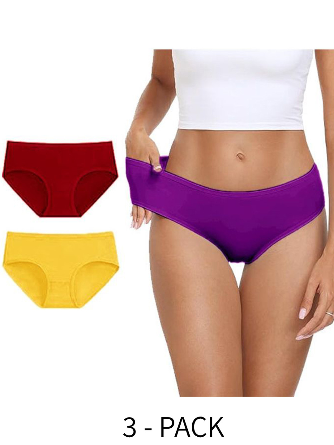 Diving Deep Pack of 3 Cotton Mid-Rise Hipster Briefs