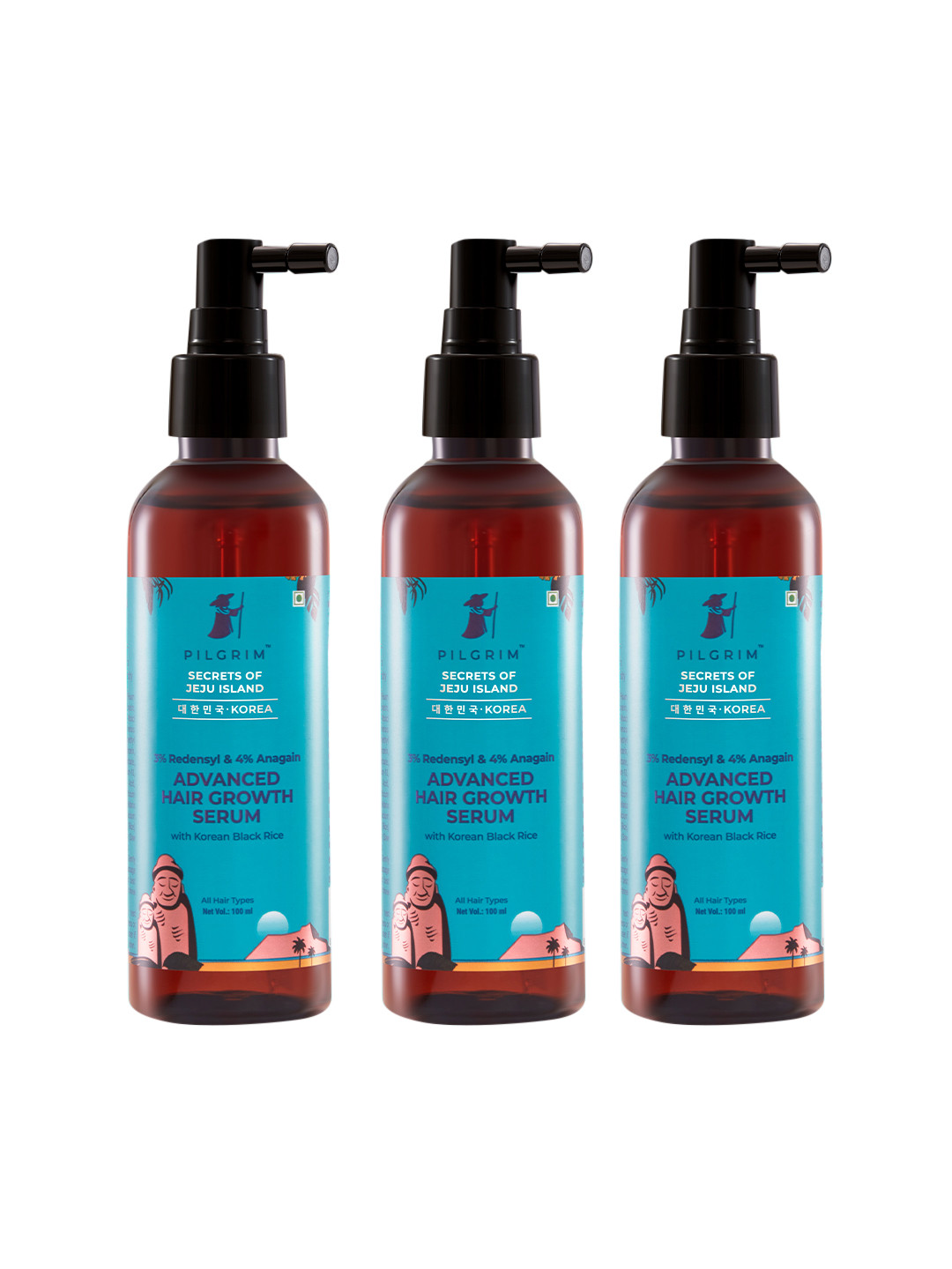 Pilgrim 3Pcs Advanced Hair Growth Serum with Redensyl & Anagain - 100ml each