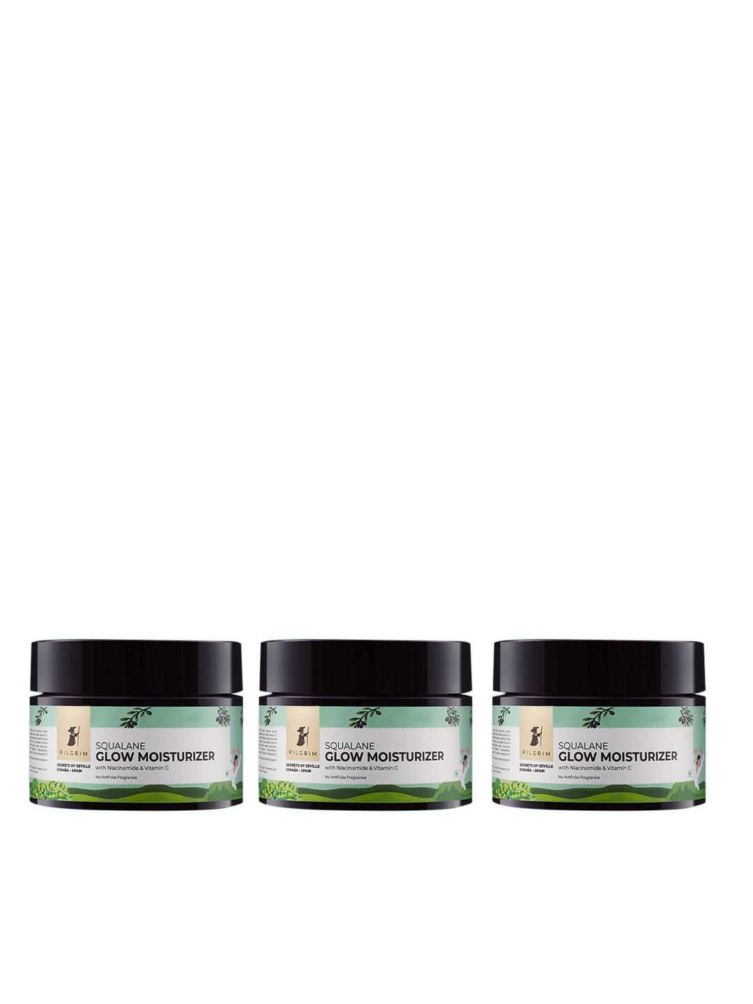 Pilgrim 3Pcs Squalane Glow Moisturizer with Vitamin C & Niacinamide - 50g each