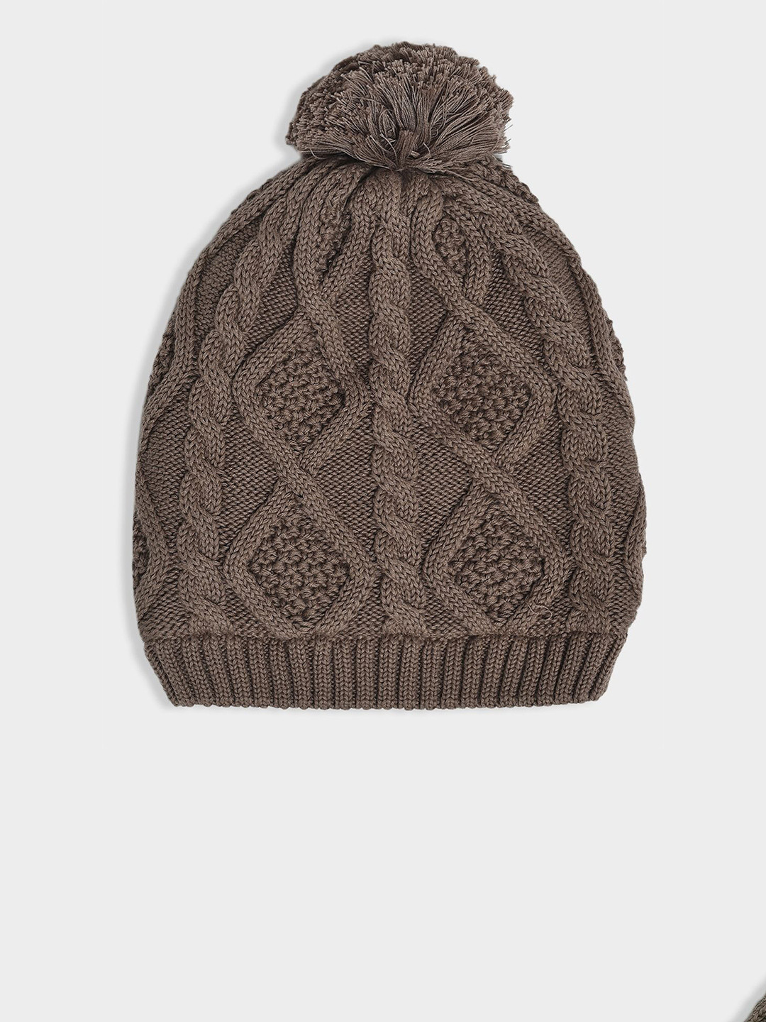 MiArcus Cable Knitted Cap Brown