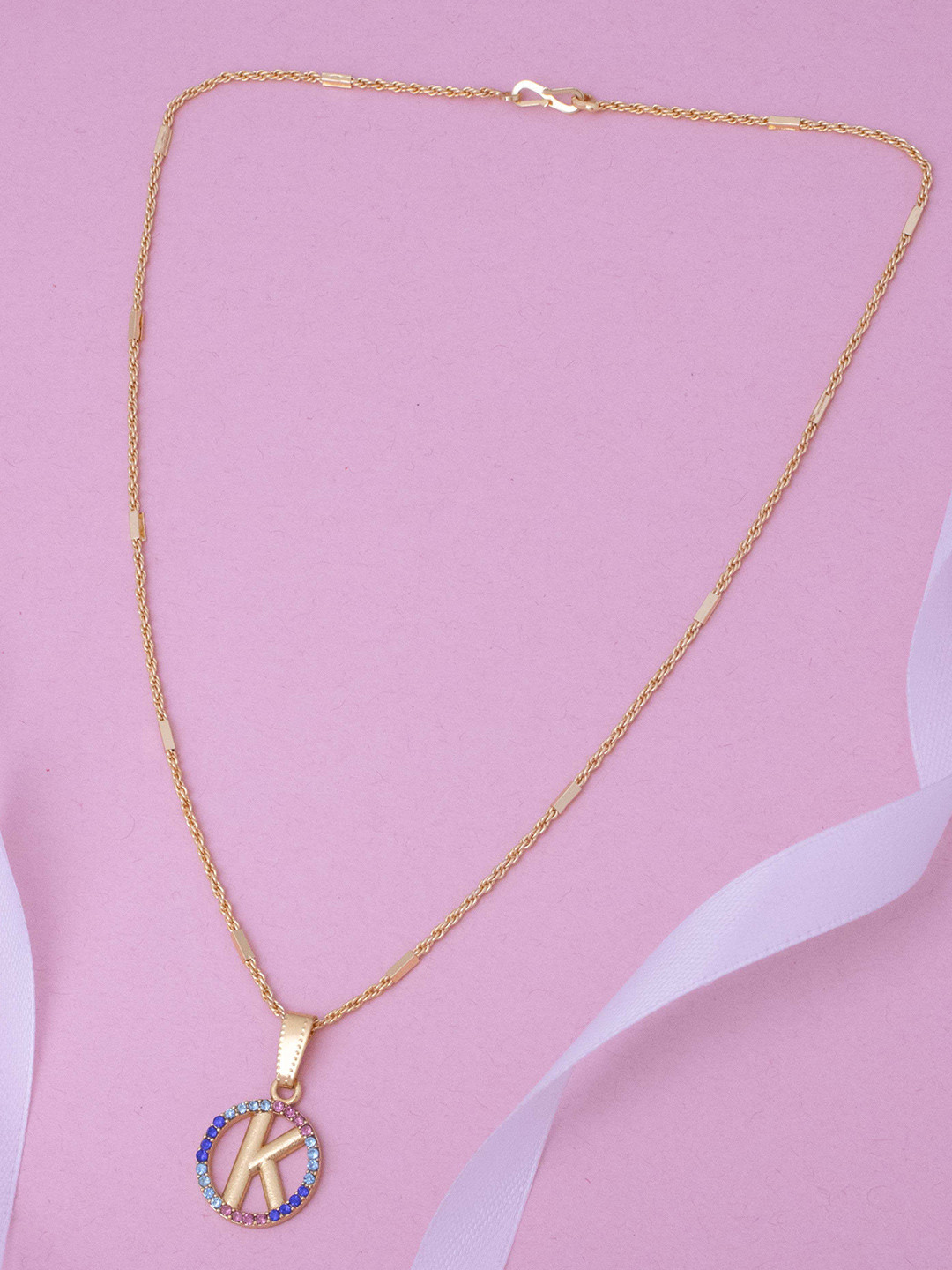 Ramdev Art Fashion Jwellery Gold-Plated K Letter Pendant & Chain
