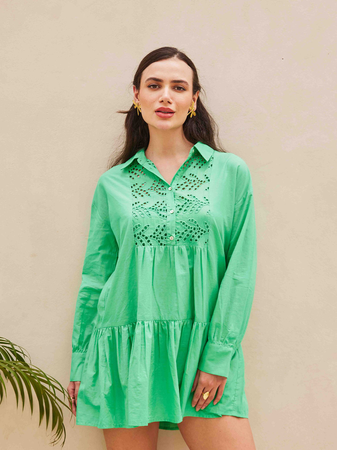 House of Sal Tie-Up Neck A-Line Dress