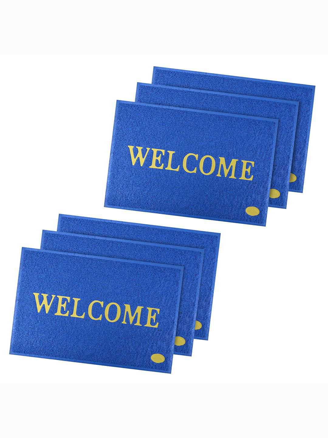 Kuber Industries Blue & Yellow 6 Pieces Textured Rubber Doormats