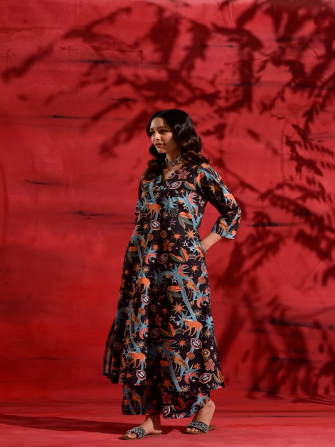 DIMPLE DESIGN STUDIO Women Printed Regular Pure Cotton Kurta with Palazzos