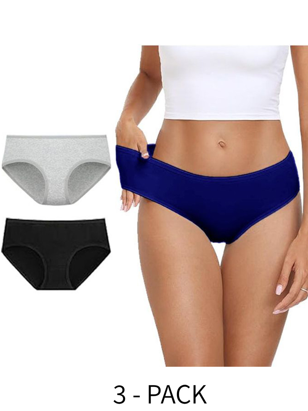 Diving Deep Pack of  3 Cotton Mid-Rise Hipster Briefs