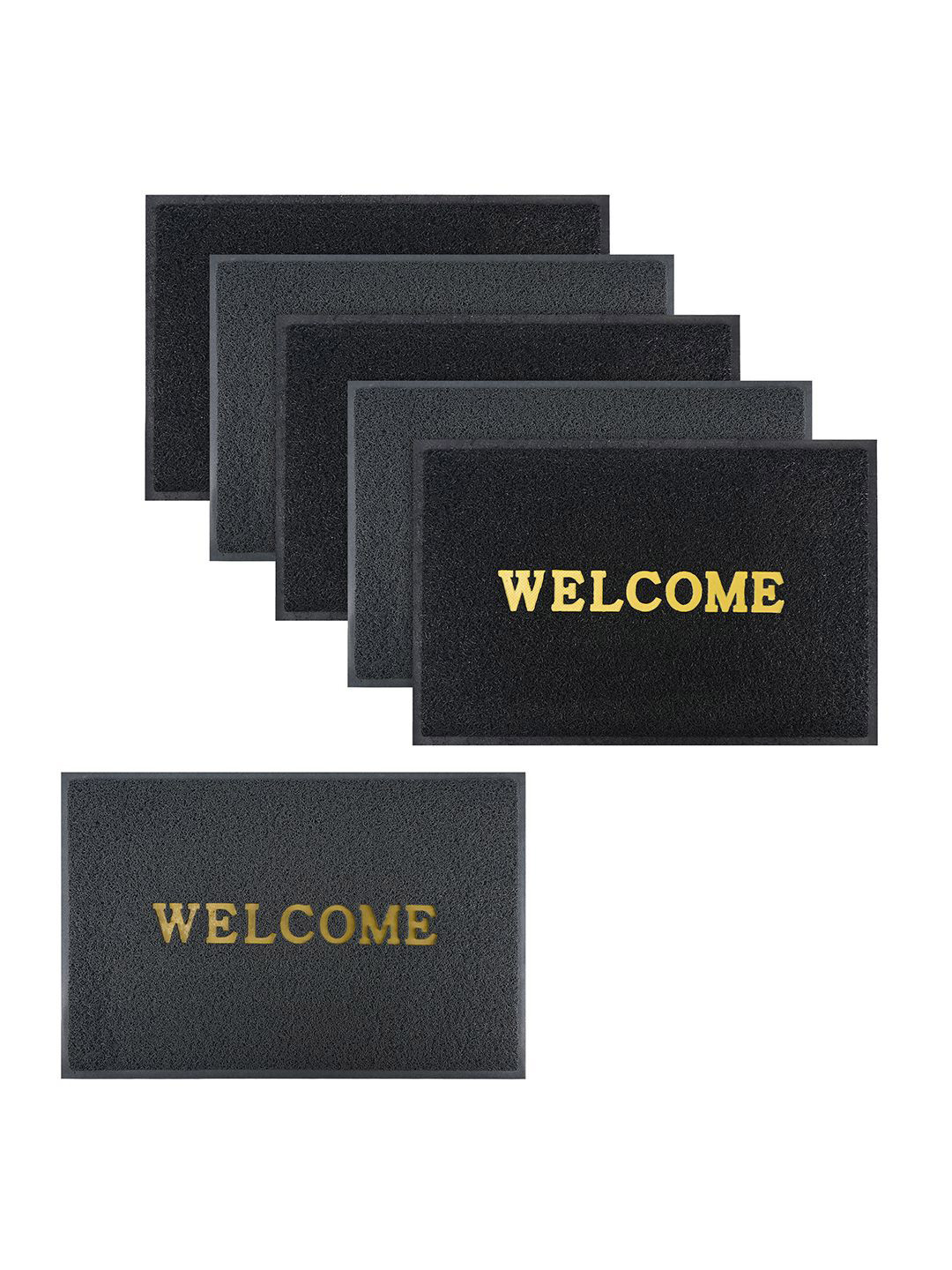 Kuber Industries Black & Grey Pack of 6 Rubber Large Doormats