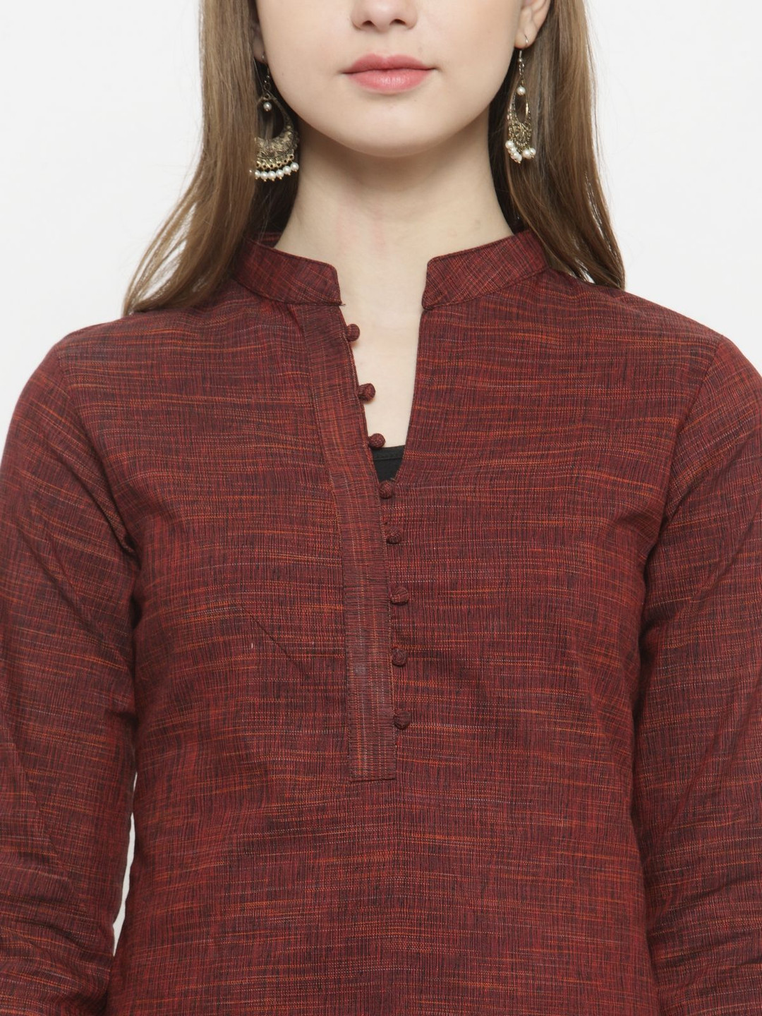 Enchanted Drapes Mandarin Collar Pure Cotton Striaght Kurta