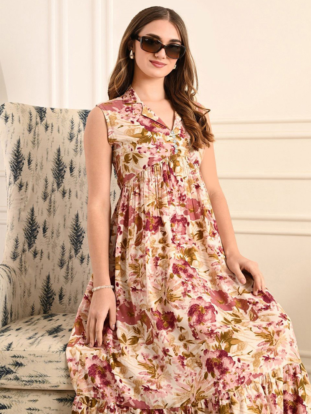 Mintmarie Floral Print Fit & Flare Maxi Dress