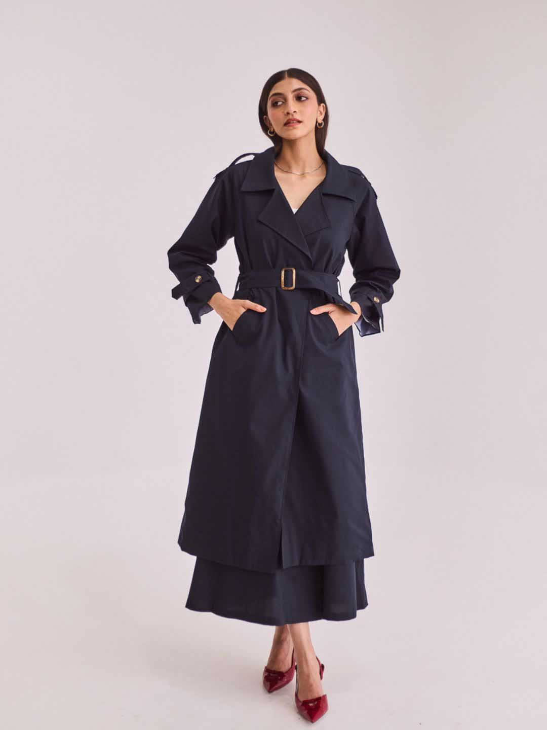 Urban Suburban Navy Blue Trench Coat