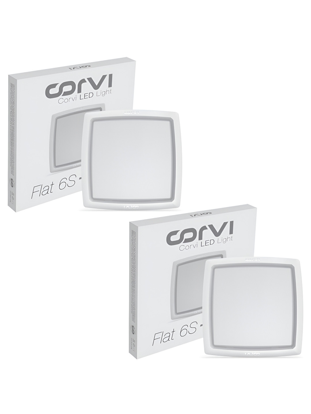 CORVI 2-Pcs White LED Flat 6S Square 15W Dimmable & Slim Panel Light