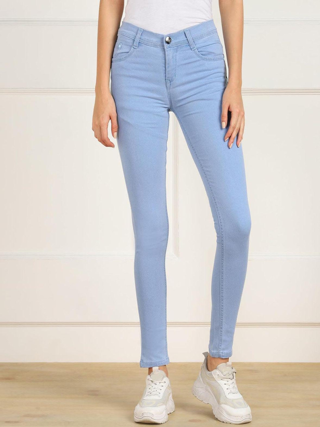 NEON-9 Girls Skinny Fit Mid-Rise Cotton Jeans