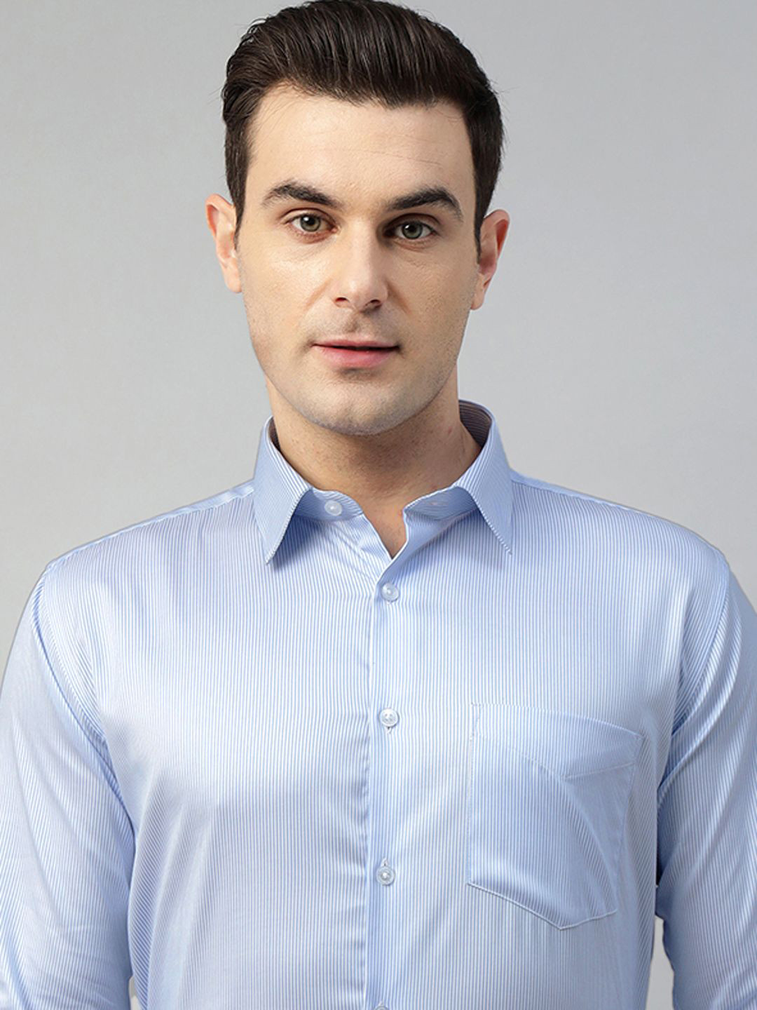 Hancock Pin Striped Wrinkle Resistant Pure Cotton Slim Fit Formal Shirt