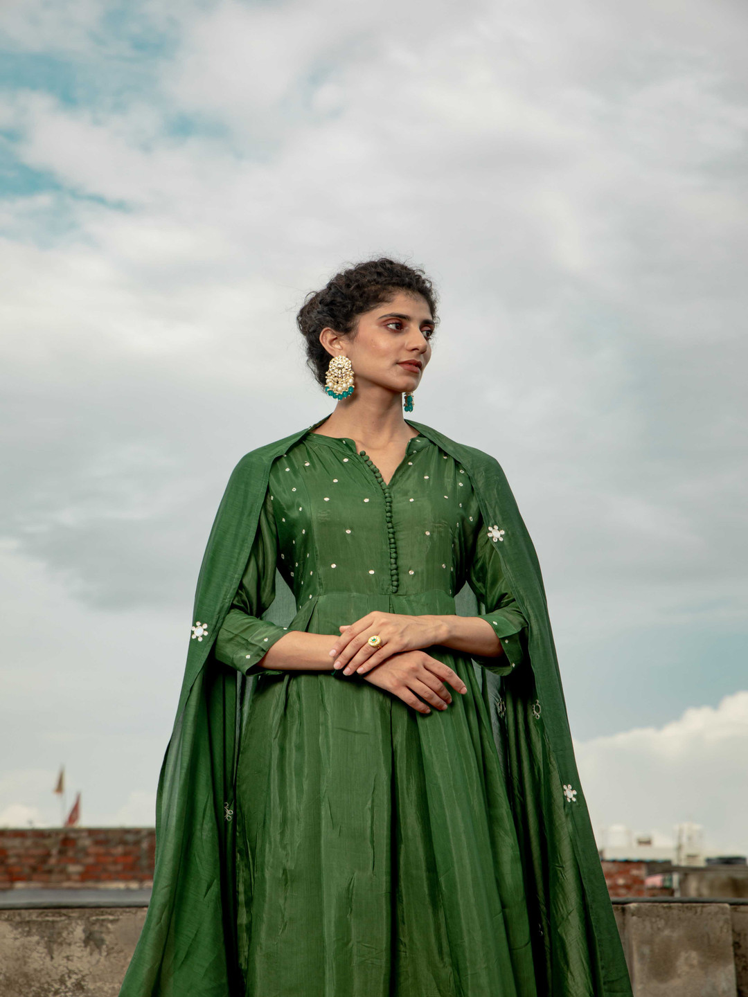 SHILPI HANDICRAFTS Women Embroidered Empire Thread Work Pure Cotton Kurta with Palazzos & With Dupatta