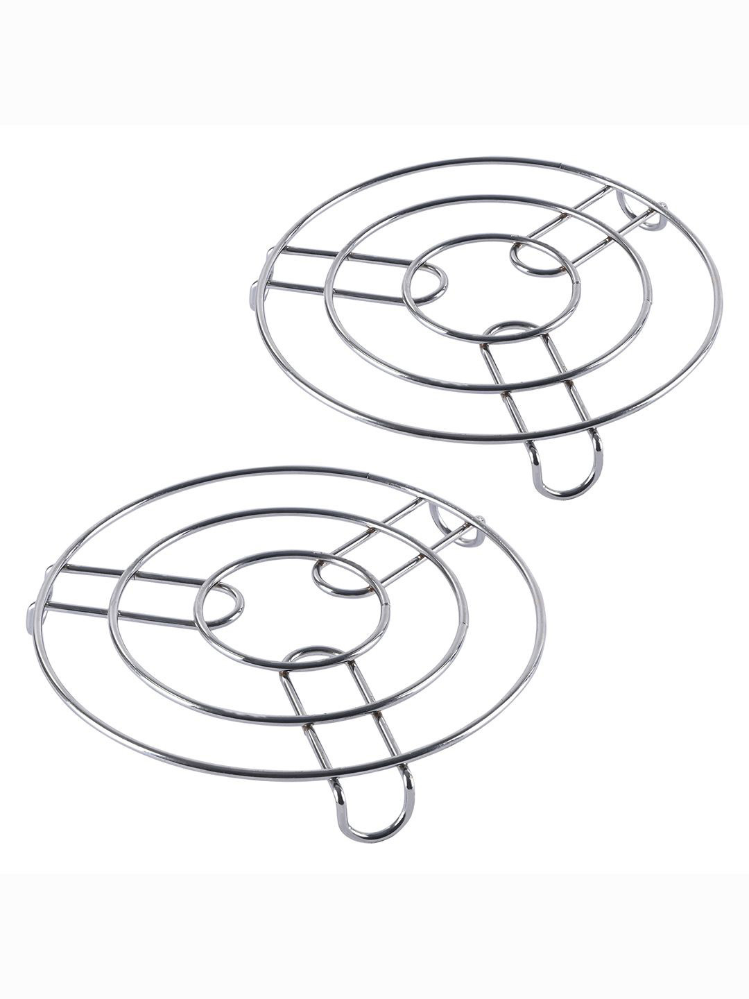 Kuber Industries Set of 2 Silver Multipurpose Hot Pot Cooker Stand Trivet