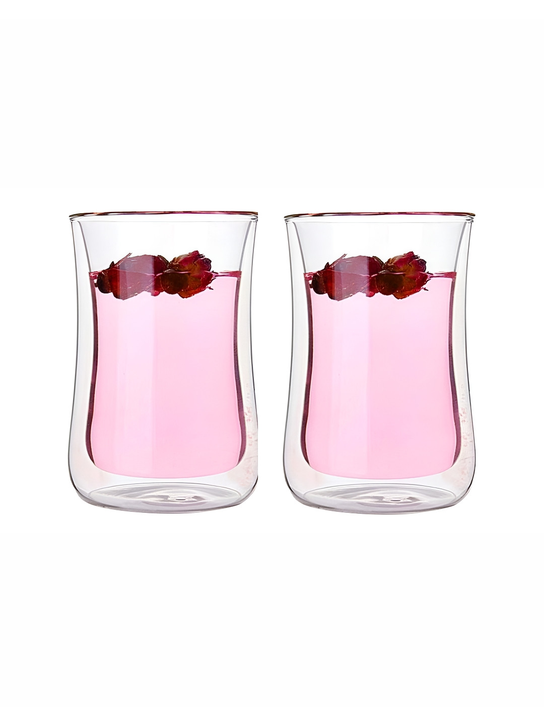 We3 Cozy Heart Transparent Glass Handmade 2 Piece Cups-300ml