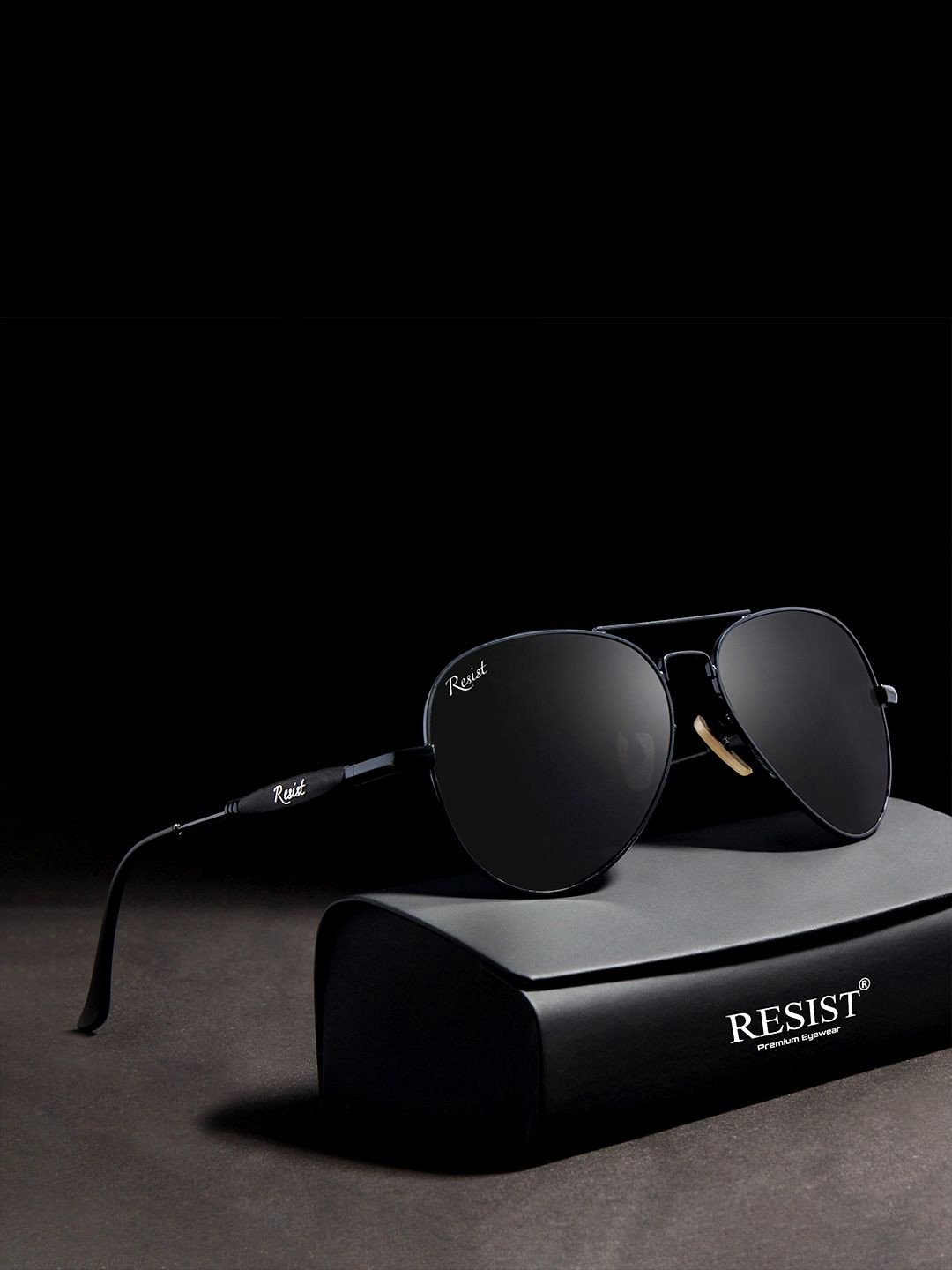 RESIST EYEWEAR UNISEX Black UV Protected Aviator Sunglasses